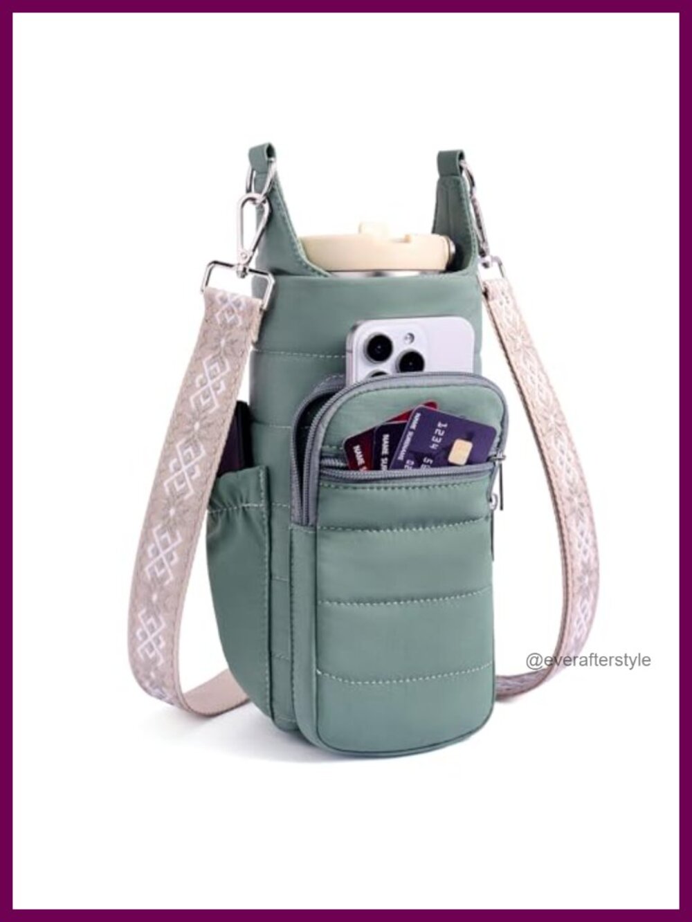 40 oz Insulated Water Bottle Crossbody Bag with Adjustable Strap